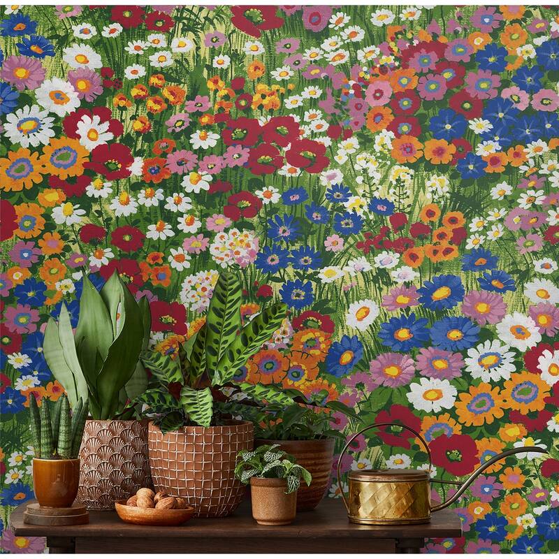 NextWall Floral Meadow Peel and Stick Wallpaper