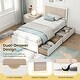 preview thumbnail 7 of 7, Wood Platform Bed Frame with 2 Storage Drawers and Padded Headboard