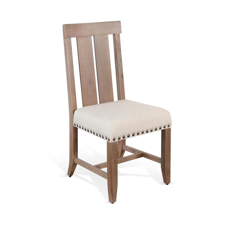 Brown/Ivory Fabric Upholstered Wood Frame Dining Chair, Set of 2, Sturdy Dining Chair for Dining Rooms - 20.5