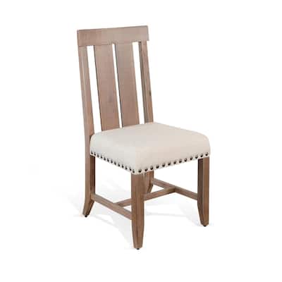 Brown/Ivory Fabric Upholstered Wood Frame Dining Chair, Set of 2, Sturdy Dining Chair for Dining Rooms - 20.5