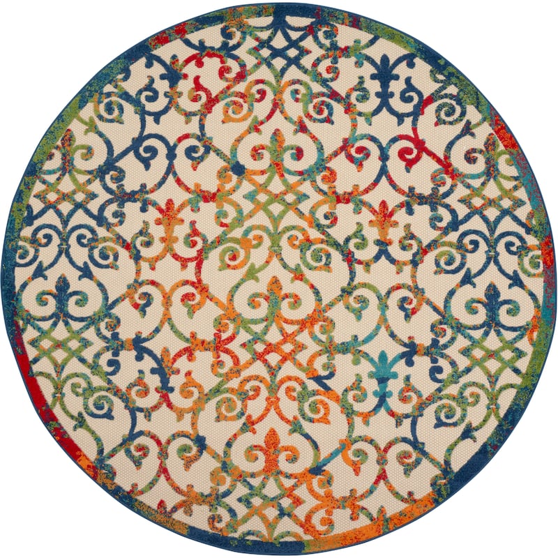 Nourison Alice Indoor/Outdoor Trellis Area Rug - 7'10" x Round - Multicolor