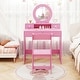 preview thumbnail 16 of 17, Kids Vanity Set with Mirror Princess Makeup Dressing Desk and Chair Set with Mirror-White