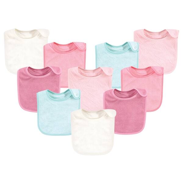 slide 1 of 1, Hudson Baby Infant Girl Rayon from Bamboo Terry Bibs, Soft Peony, One Size - Soft Peony - One Size One Size - Soft Peony