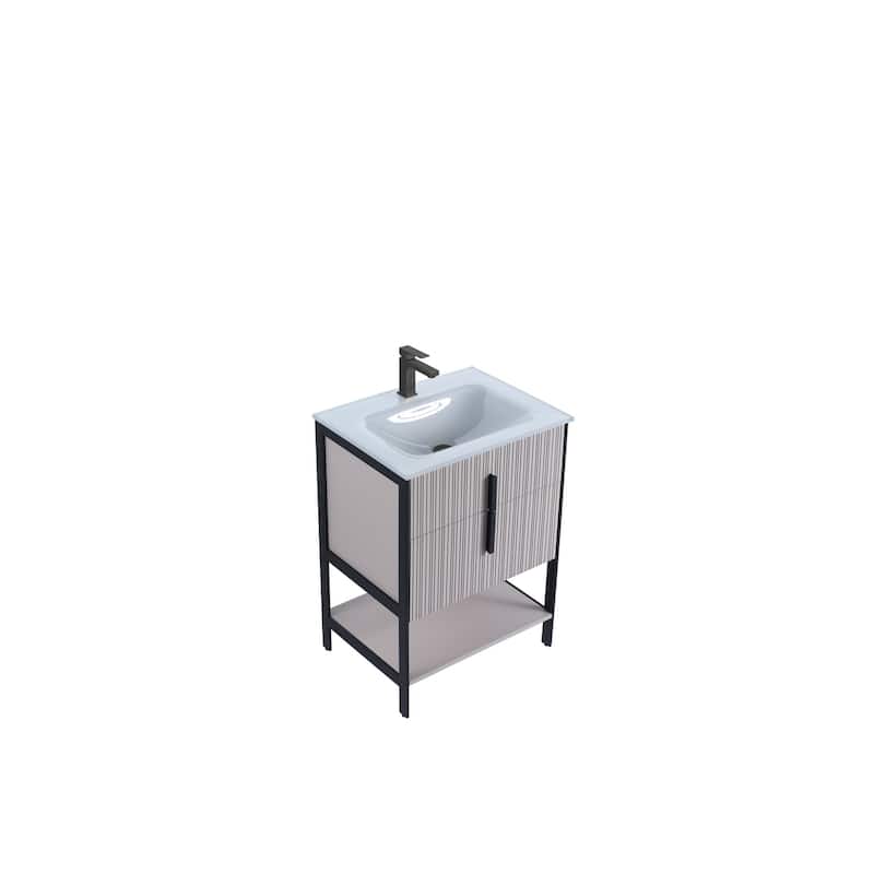 Fine Fixtures Serenity Modern Bathroom Vanity with White Glass Top