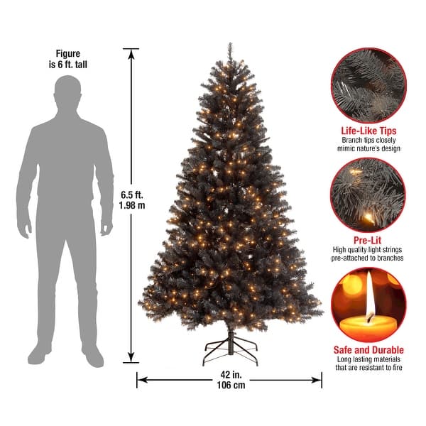 6.5 ft. North Valley® Black Spruce Tree with Clear Lights by National ...