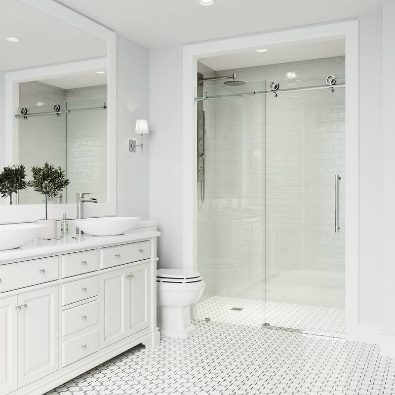 Vigo VG6044CL5276 Elan Cass 76" High x 52" Wide Sliding Frameless