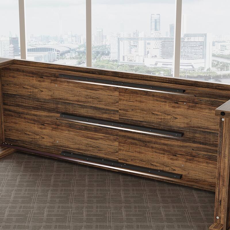 86.61 Inch Extra Long Wood Dining Table Kitchen Table for 6-8