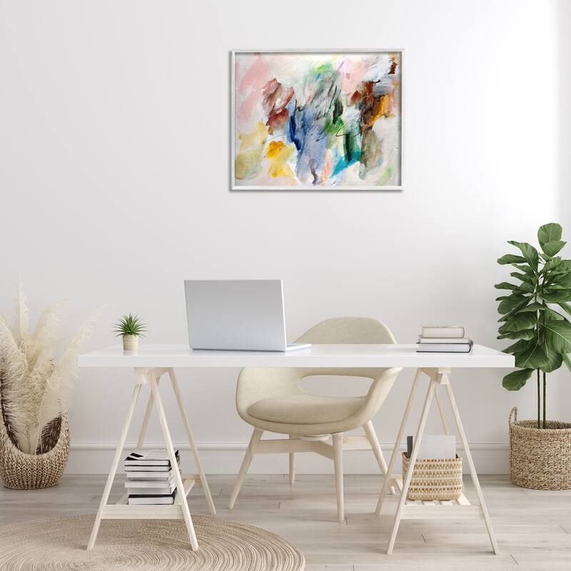 Stupell Earthy Pitter Patter Abstract Framed Giclee Art Design By Gemma Bardot
