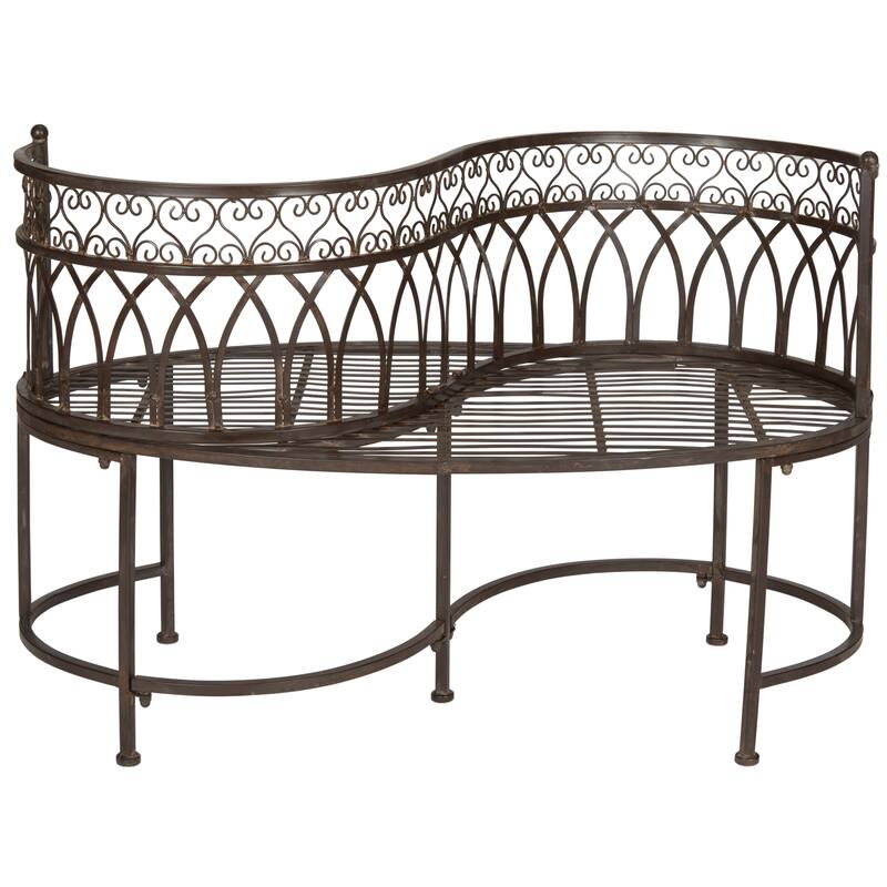 SAFAVIEH Outdoor Citlalli Victorian Scroll Iron Kissing Bench - 44Wx24Dx31H