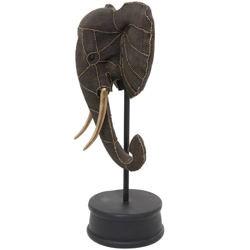 Polystone Elephant Sculpture - Black - Roche River Decor - 9"W x 15"L x 27"H