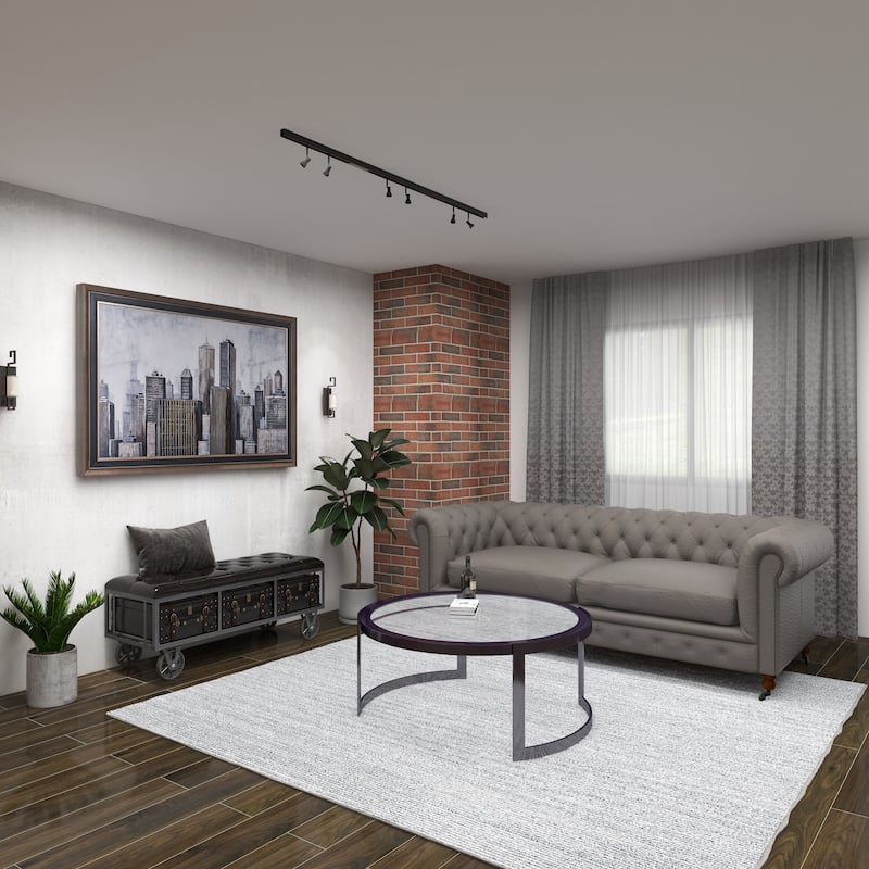 Faux Leather Tufted Upholstered 3 Trunk Room Storage Bench with Industrial Wheels and Gold Accents - Black - Roche River Decor