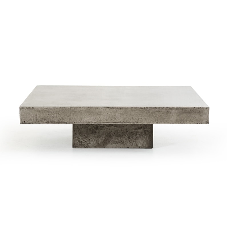 43" Gray Concrete Modern Square Coffee Table - 12" H x 43" W x 43" D