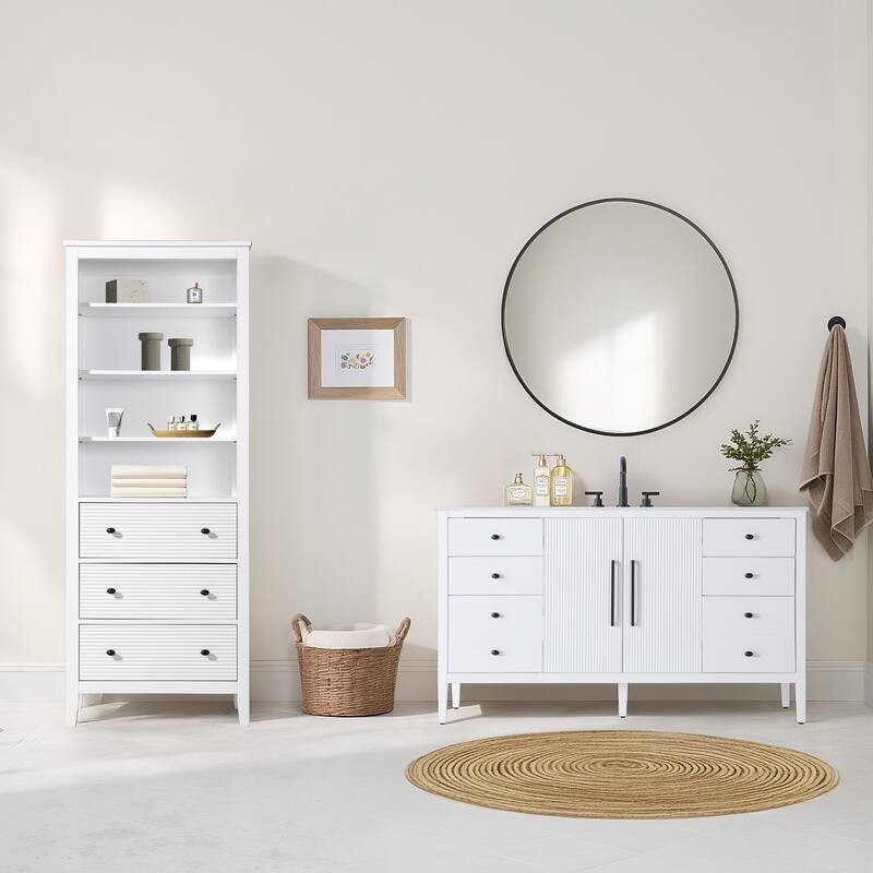 Kensington 16-28 Inch Open Shelving Bath Storage Cabinet
