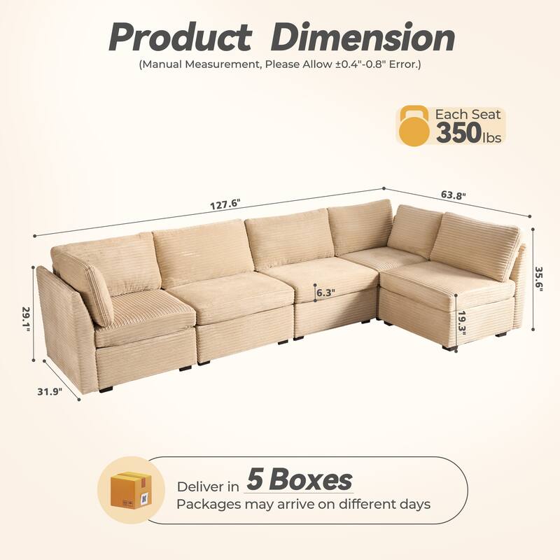 HOOOWOOO Modern Upholstery Fabric Sectional Sofa