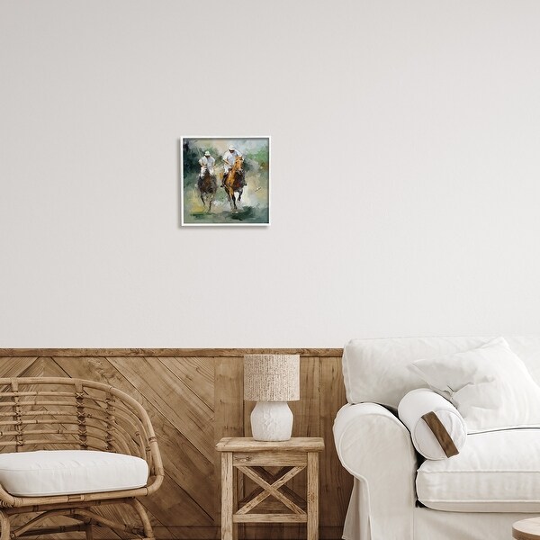 Stupell Two Polo Players Abstract Framed Giclee Art Design by