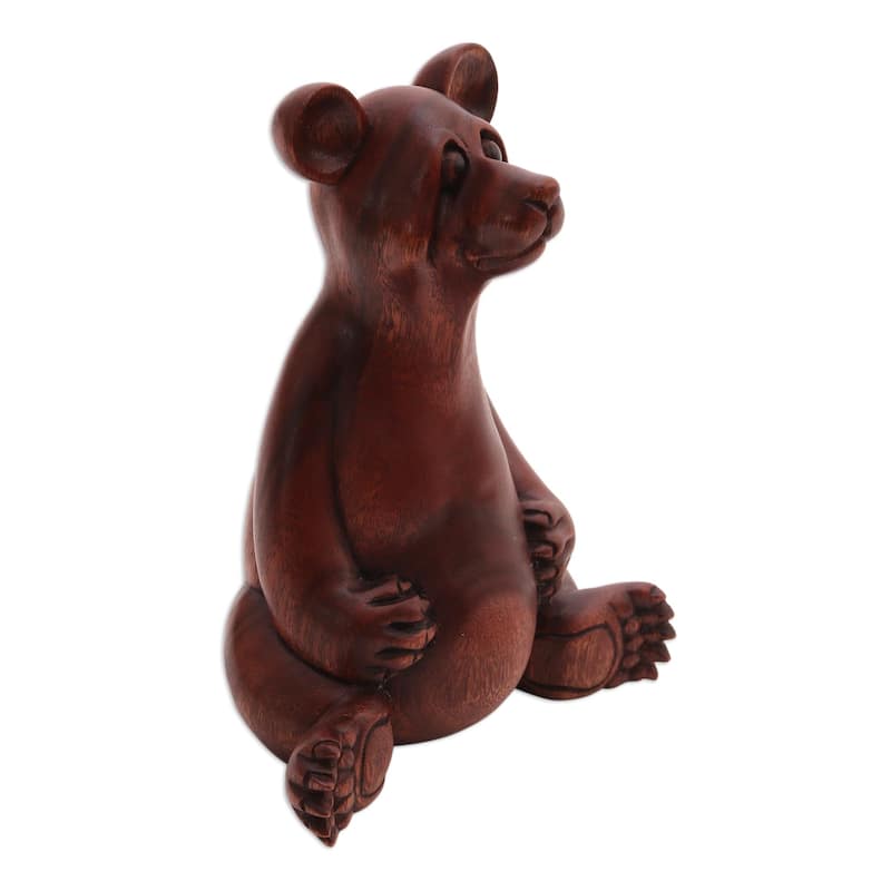 Novica Handmade Honey Bear Wood Sculpture