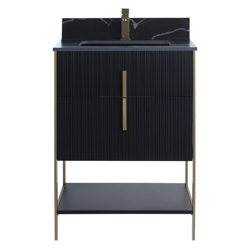 Fine Fixtures Serenity Modern Bathroom Vanity with Black Sintered Stone Top