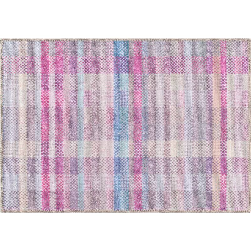 Contemporary Plaid Machine Washable Area Rug