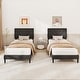 preview thumbnail 2 of 5, Gray Faux Linen Twin Platform Bed Tufted Headboard Sturdy Design