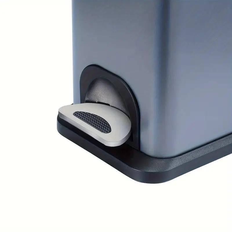 Innovaze 2 gal/ 8 Liter Carbon Steel Slim Garbage Can with Lid and Stainless Steel Plastic Bag Saving Set for Bathroom