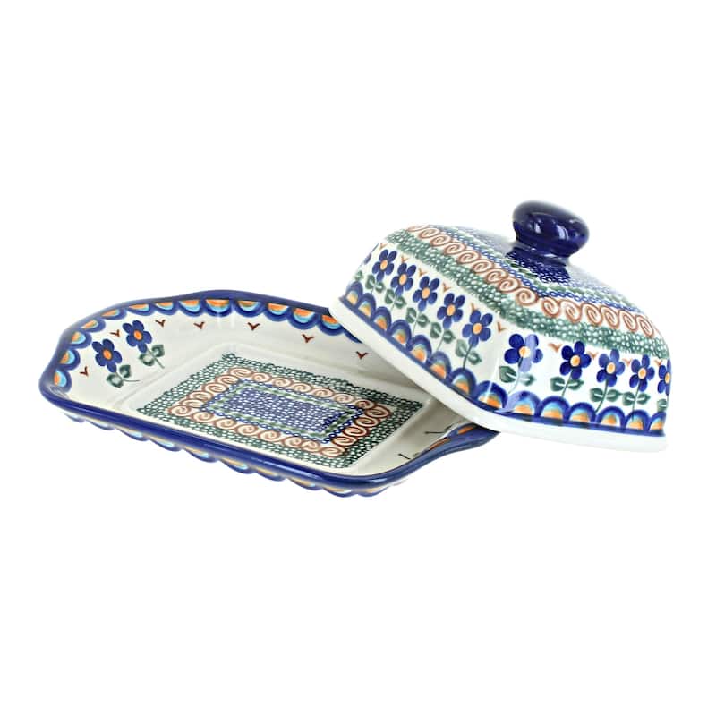 Blue Rose Polish Pottery 67 Vena Butter Dish