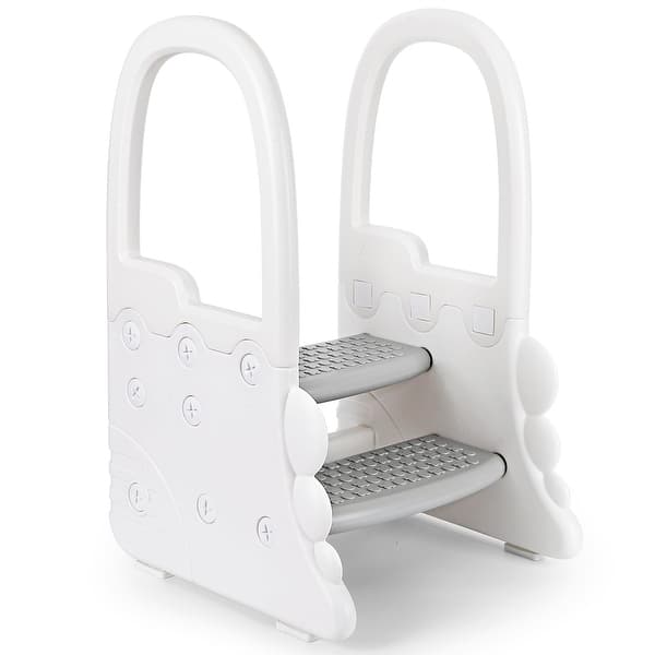 slide 2 of 8, 2-Tier Step Stool for Kids, Toddler Step Stool for Bathroom Sink - White White