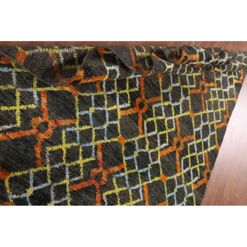 Trellis Moroccan Indian Area Rug Handmade Jute Carpet - 5'7"x 8'8"