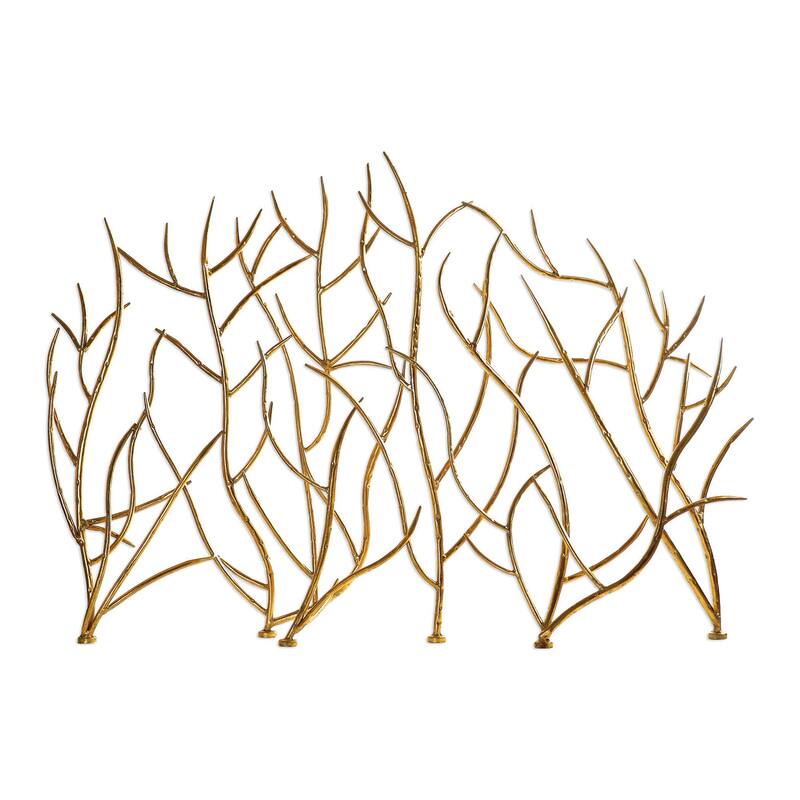 31.89" gold branches decorative fireplace screen