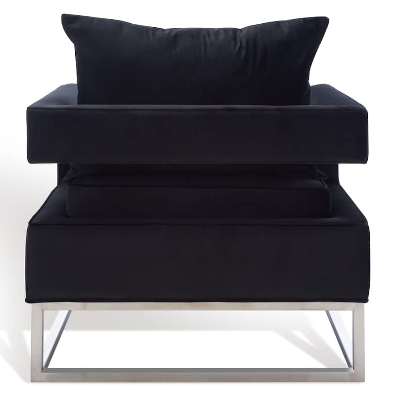 SAFAVIEH Couture Mithlesh Black Velvet Commercial Grade Club Chair - 31Wx29Dx33H