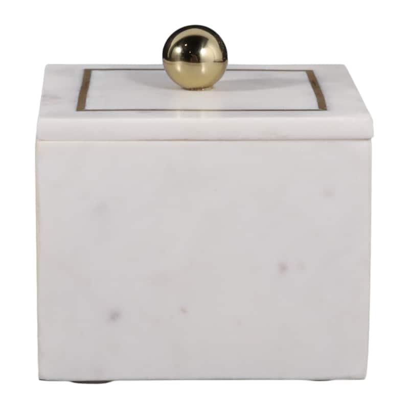 Marble Rectangular Box with Removable Lid - Home Decor