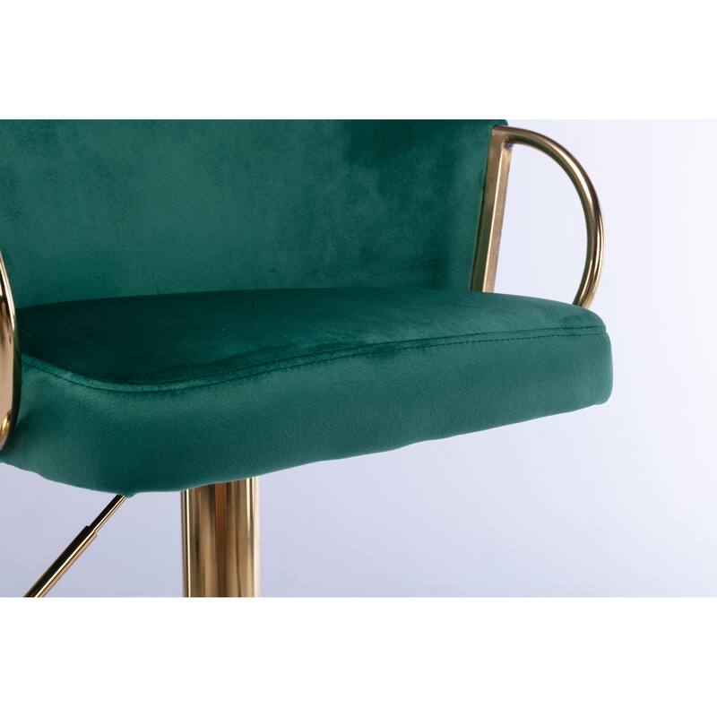 Velvet Swivel Bar Stools Set of 2, Counter Height Dining Chair with Padded Seat, Kitchen Island Stools with Footrest
