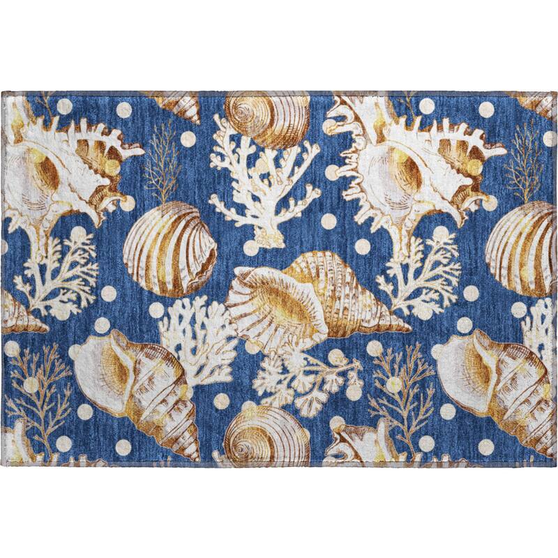 Premium Washable Super Soft Coastal Seashells Mayfield Rug