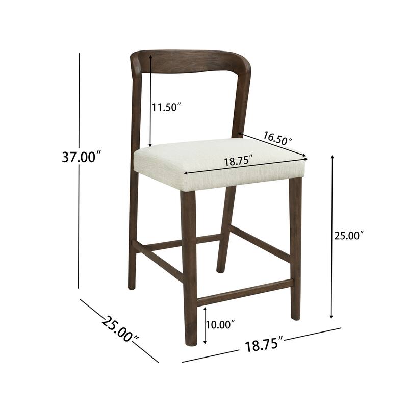 Christopher Knight Home - Nathair Rubberwood Fabric Counter Stools (Set of 2)
