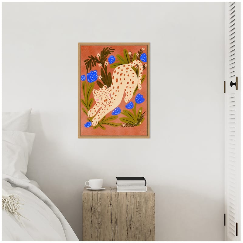 Kate and Laurel Sylvie Leopard in Moroccan Forest Framed Canvas by Nikita Jariwala