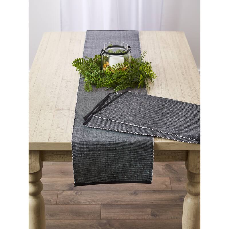 DII Black & White 2-Tone Ribbed Table Runner