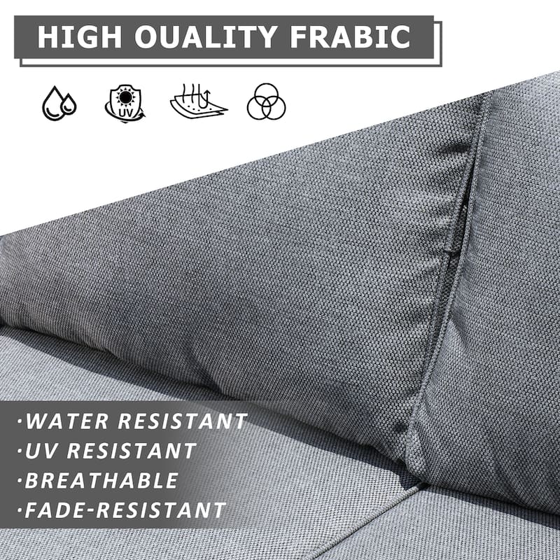 OVIOS Patio Outdoor Grey Wicker Loveseat