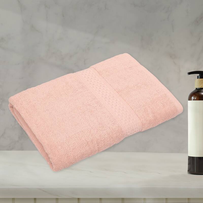 1 Pcs Cotton Bath Towel, Plain Soft Absorbent Cotton Bath Towel, Classic Design, 27.56" x 55.12" - Pink