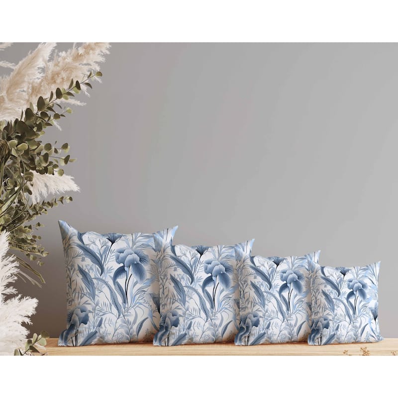 Breezy Buds Faux Suede Reversible Throw Pillow Blue and Grey