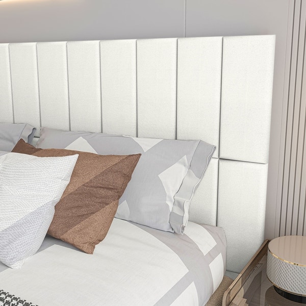 3D peel-and-stick wall panels installed behind headboard for noise reduction and decoration