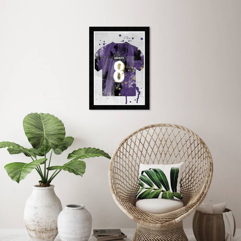 Wynwood Studio Prints 'Football Purple Jersey Splatter' Wall Art