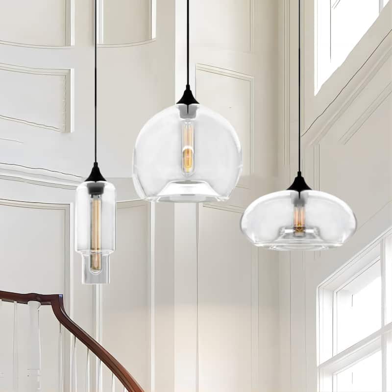 3-Light Modern Linear Cluster Clear Glass Globe Kitchen Island Pendant Light