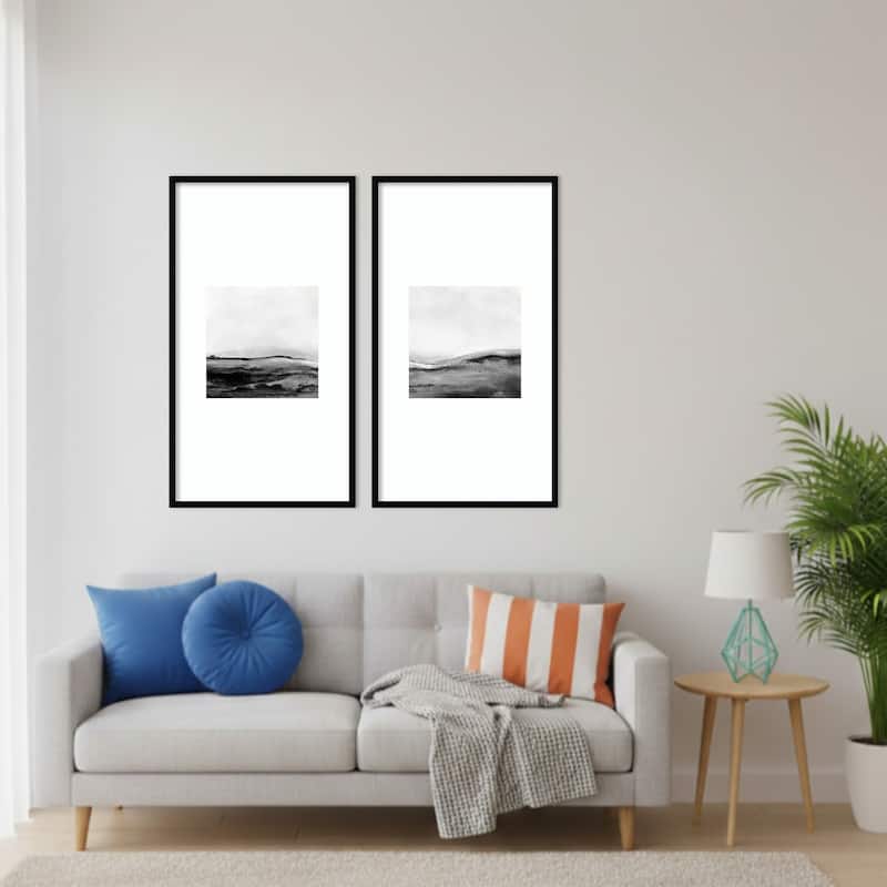 Mono Landscape No. 1 & 2 2 Piece by Dan Hobday Framed Wall Art Prints - Svelte Noir Black