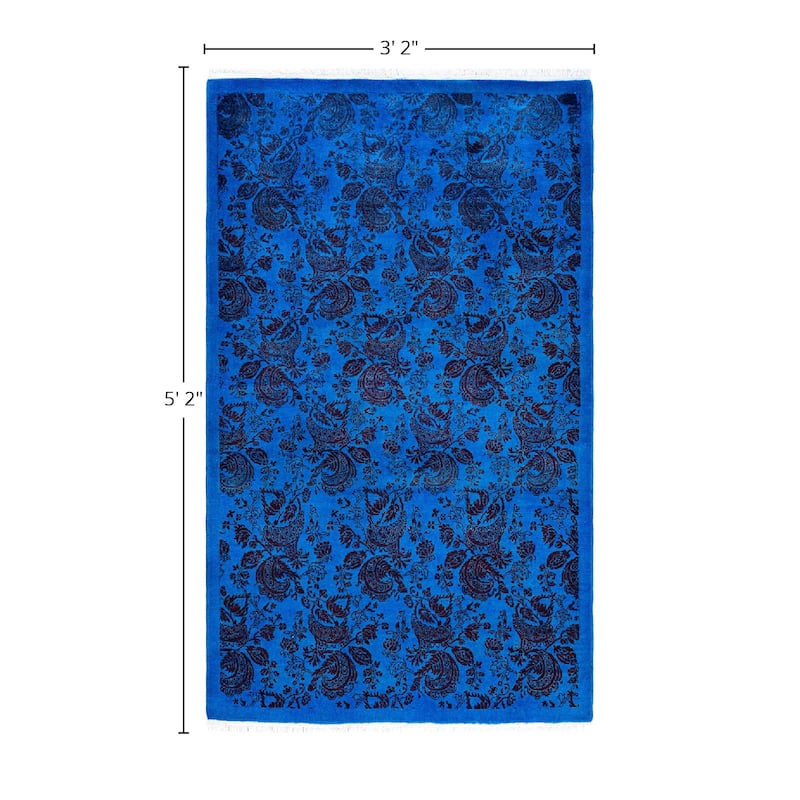 Fine Vibrance One-of-a-Kind Hand-Knotted Area Rug - Blue, 3' 2" x 5' 2" - 3' 2" x 5' 2"