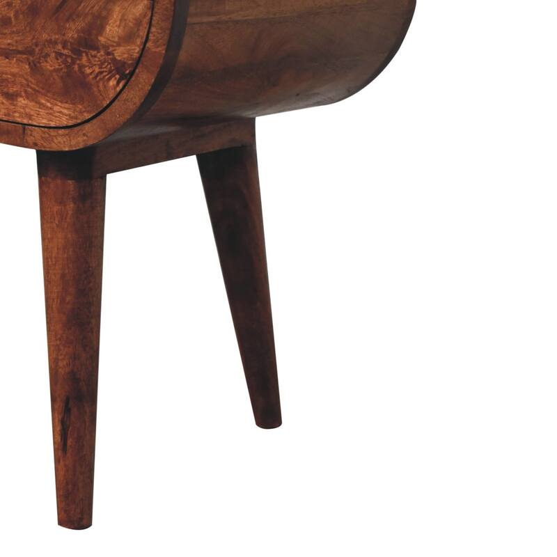 Artisan Furniture Solid Wood Honey Caramel Circular Bedside with Open Slot
