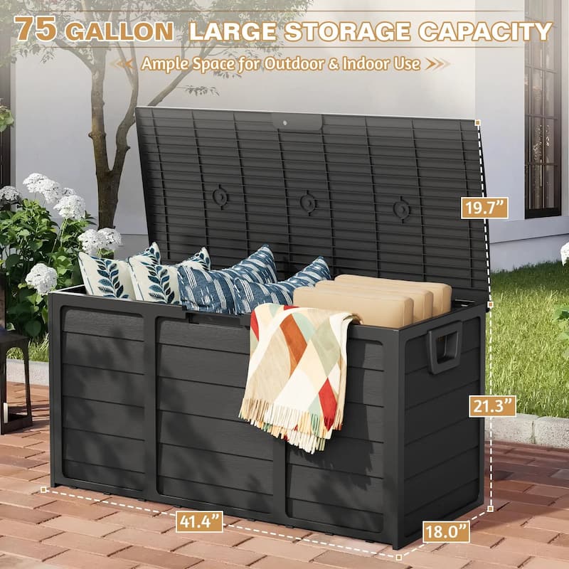 SUNCROWN 75-120 Gallon Weatherproof Resin Outdoor Storage Deck Box for Furniture and Supplies