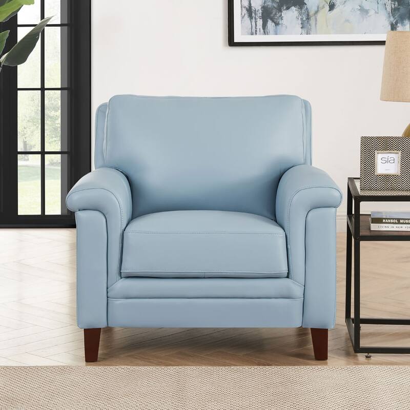 Hydeline Westcott Top Grain Leather Sofa and Chair Set with Memory Foam and Springs