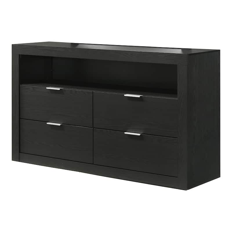 Furniture of America Merro Modern 4-Piece Solid Wood Bedroom Set with Dresser and 2 Nightstands