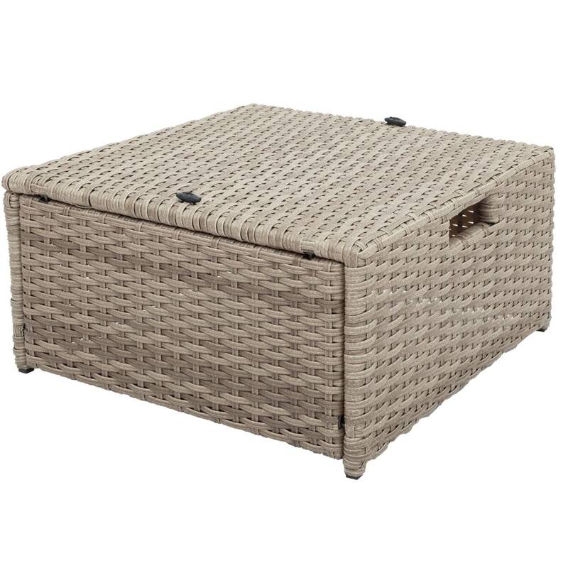 4 Pieces Outdoor Conversation Set All Weather Wicker Sectional Sofa with Ottoman