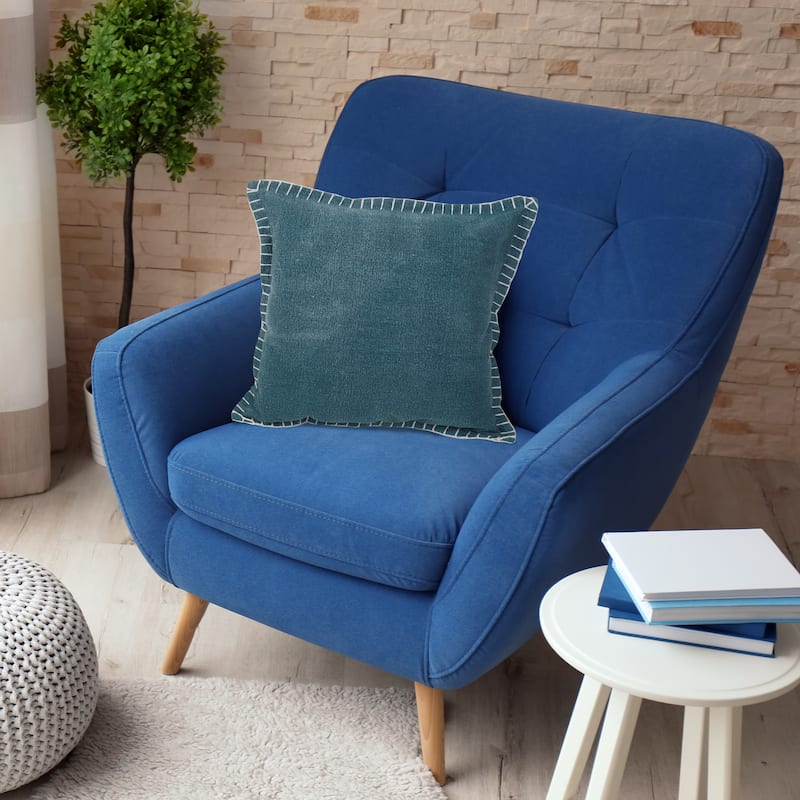 Sevita Guapo Casual Solid Stitched Edge Cotton Throw Pillow