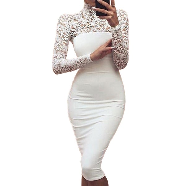 all white long sleeve club dresses
